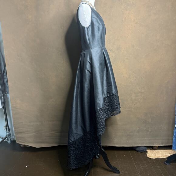 Monique Lhuillier ML Collection Black High-Low Lace Hem Gown – Size 10 - Picture 4 of 13